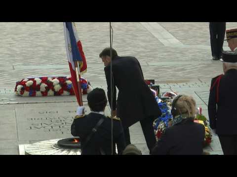 France's Macron lays wreath to mark Victory in Europe Day