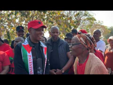 S.Africa's EEF party leader Malema lines up with voters in Polokwane