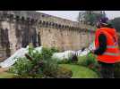 Les remparts médiévaux de Quimper nettoyés par un drone