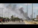 Smoke rises in Rafah, seen from Khan Yunis