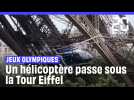 Jeux Olympiques : Un hélicoptère de la gendarmerie passe sous la Tour Eiffel