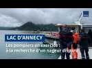 Lac d'Annecy : les pompiers en exercice, à la recherche d'un nageur disparu