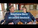 Stéphane Bern et Lorànt Deutsch en tournage à Rouen