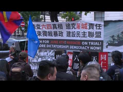 London rally for Tiananmen crackdown anniversary outside China embassy