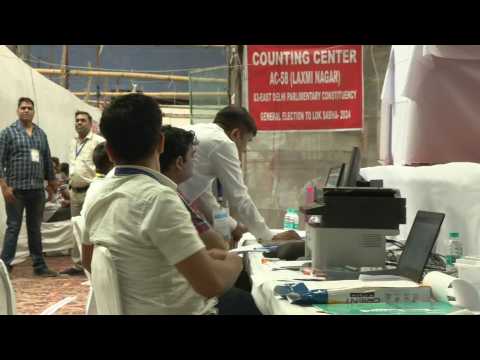 Images inside a counting centre as votes are added up in India's election