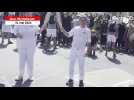 VIDÉO. Le passage de la flamme olympique à Saint-Lô entre Jean-Philippe Douat et Juliette Dezord