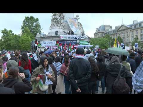 Pro-Palestinian demonstration at Place de la Republique in Paris