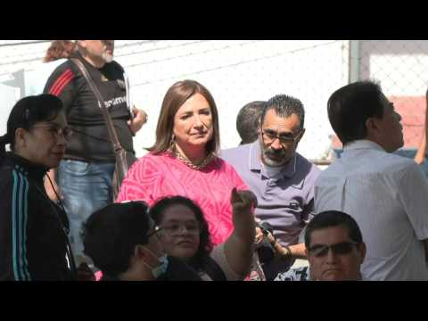 Mexico: Opposition presidential candidate Galvez arrives at polling station