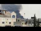 Columns of smoke rise over Rafah