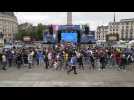 Football fans gather in London's Trafalgar Square ahead of Champions League final