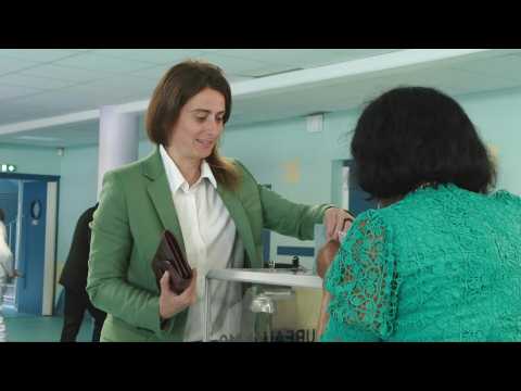 French Greens party leader Marine Tondelier casts her vote