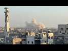 Smoke rises after strike on Gaza City's Shejaiya