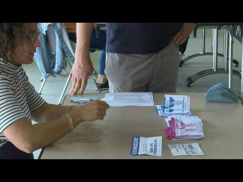 French general elections: counting begins at a polling station in Tulle