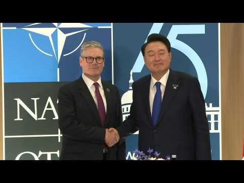 British Prime Minister Starmer and South Korean President Yoon Suk Yeol meet at NATO summit