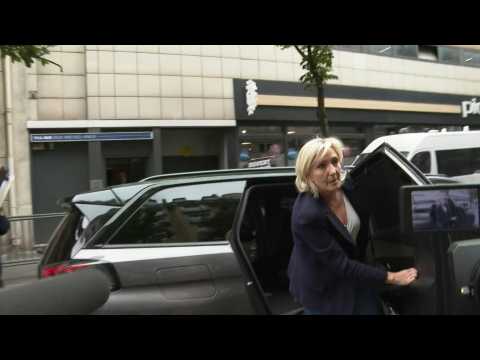 French far-right Marine Le Pen arrives at RN headquarters