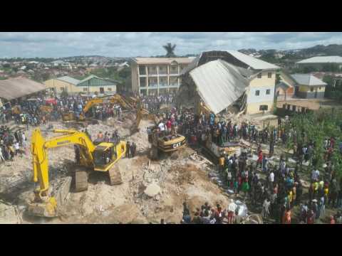 Aerials of the site of a deadly school collapse in central Nigeria