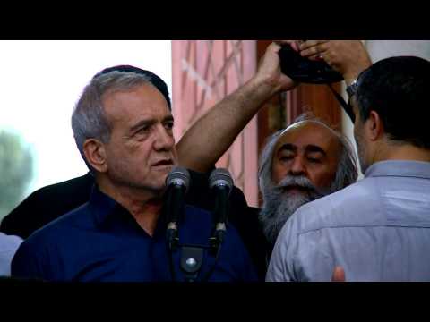 Newly-elected Iranian President Masoud Pezeshkian meets his supporters