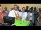 Presidential election in Mauritania: opposition leader Biram Dah Abeid casts his vote