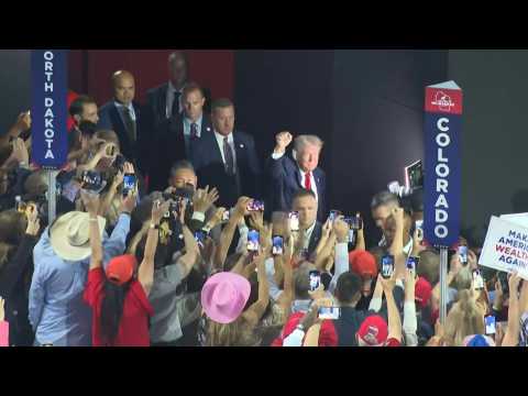 Trump, ear bandaged, arrives at Republican National Convention (AFPTV images)