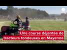 VIDÉO. En Mayenne, une course déjantée de tracteurs tondeuses à La Chapelle-au-Riboul