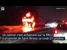 Camion en feu sur le pont du Gouët à Saint-Brieuc : la N12 sur une voie dans le sens Rennes-Brest