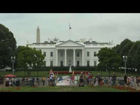 Scene outside White House a day after Biden pulled out of 2024 race