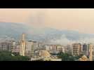 Smoke billows over the southern suburb of Beirut following Israeli strike