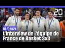 JO 2024 : L'équipe de France de basket 3x3 nous montre sa médaille d'argent au Club France