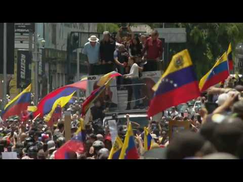 Venezuela opposition leader Machado arrives at anti-Maduro election protest