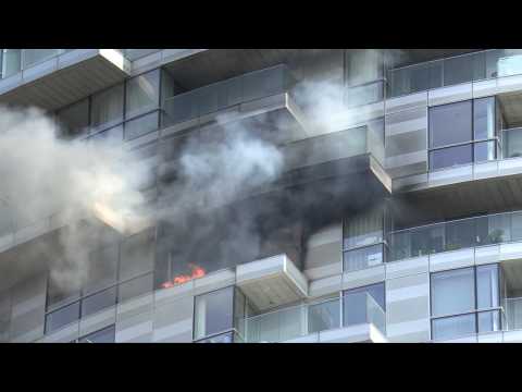 Firefighters tackle blaze in East London apartment block