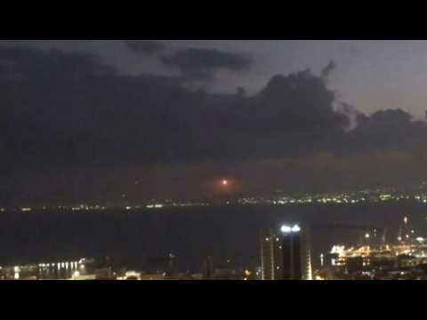 Interceptions of rockets from Lebanon over Israel's Haifa