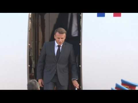 France's Macron arrives at Belgrade airport, welcomed by Serbian counterpart