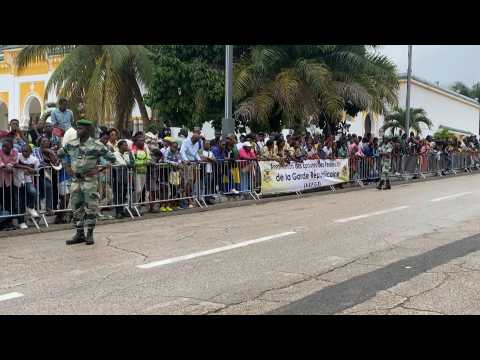 Gabonese wait for parade marking one-year since military coup