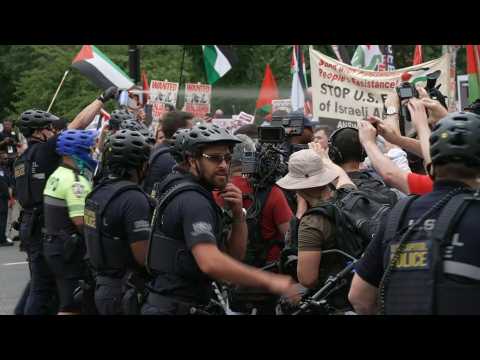 Police spray chemical irritants at pro-Palestinian protesters in Washington, DC