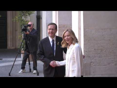 Italian PM Meloni welcomes Israeli President Herzog in Rome