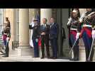 Javier Milei leaves Elysee Palace, Israeli President Isaac Herzog arrives