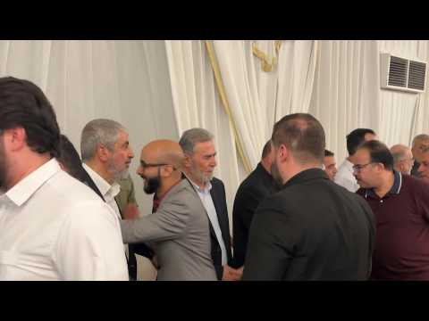 Hamas officials receive condolences on the death of Ismail Haniyeh in Doha