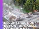 La démolition du pont De-Gaulle au dessus de l'autoroute à Reims se poursuit tout le week-end