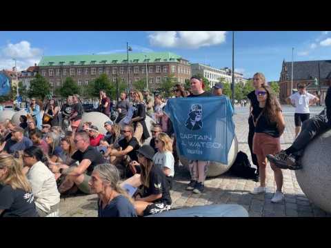 People gather in Copenhagen to call for release of anti-whaling activist Paul Watson