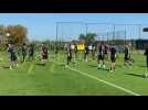 Entraînement physique avant le match retour contre le Slavia Prague, pour l'Union