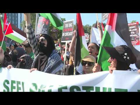 Pro-Palestinian demonstrators hold protest near Democratic National Convention venue