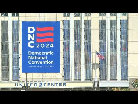 Images of United Center venue on final day of Democratic National Convention