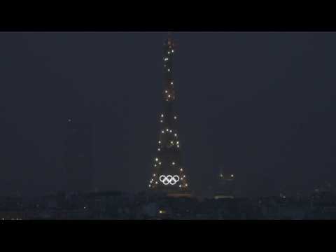 Eiffel Tower sparkles during Olympic opening ceremony