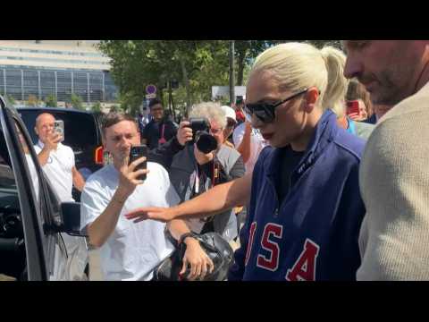 Lady Gaga leaves Bercy Arena after attending Biles' Olympic return