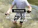 Lorenzo, 9 ans, nettoie le canal de Pamiers