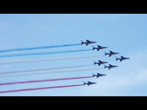 Patrouille de France jets fly over Paris Paralympics opening ceremony