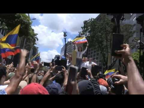 Venezuela opposition leader Maria Corina Machado leads march against Maduro