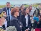 Annie Genevard ministre de l'Agriculture arrive à Rivesaltes dans les Pyrénées-Orientales frappées par trois années de sécheresse