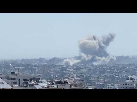 Smoke rises after strike on Gaza's Jabalia