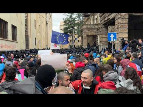 Protest outside Georgia's parliament as ruling party set to adopt 'foreign influence' bill